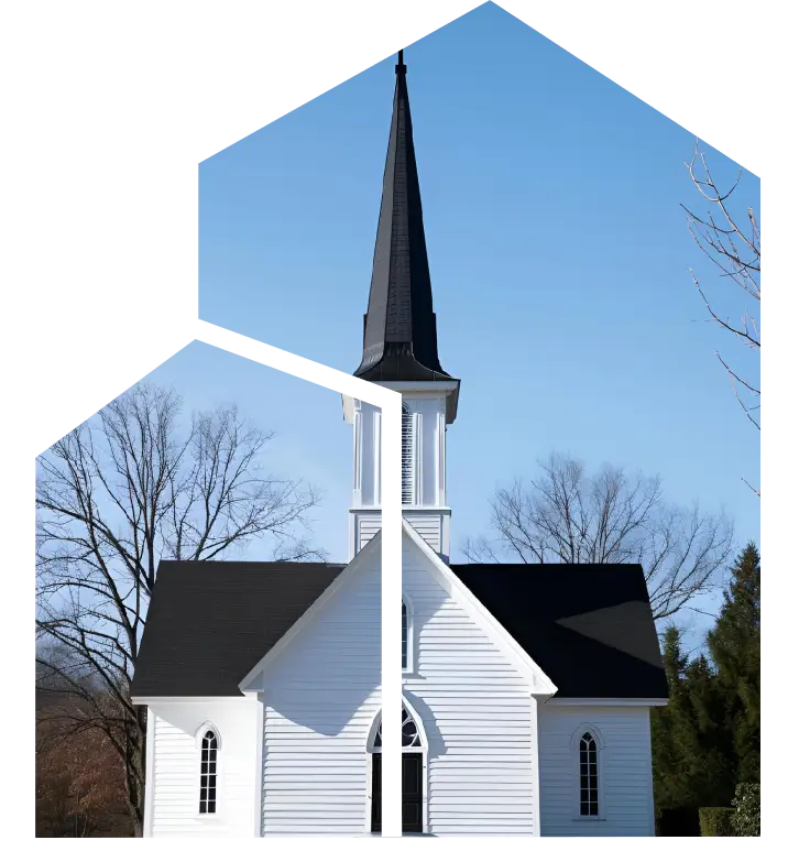 Beautiful church with new asphalt shingles, J. Smucker Contracting