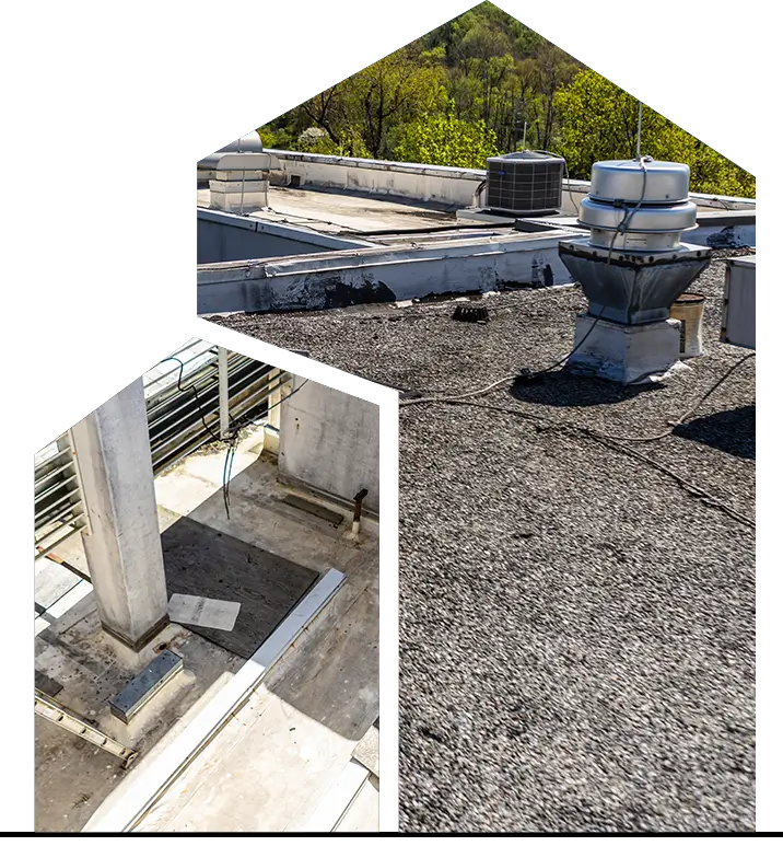 Commercial BUR roof split